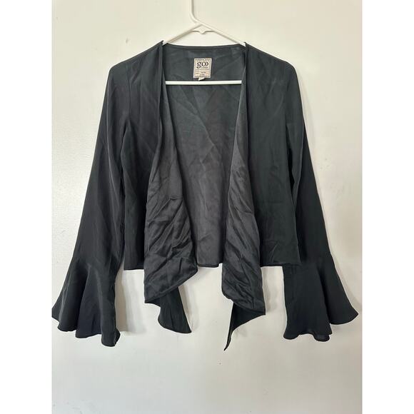 Go By GoSilk Black Tie-Front Crop Jacket, Size XS, NWOT, Whimsy Goth - Picture 1 of 5